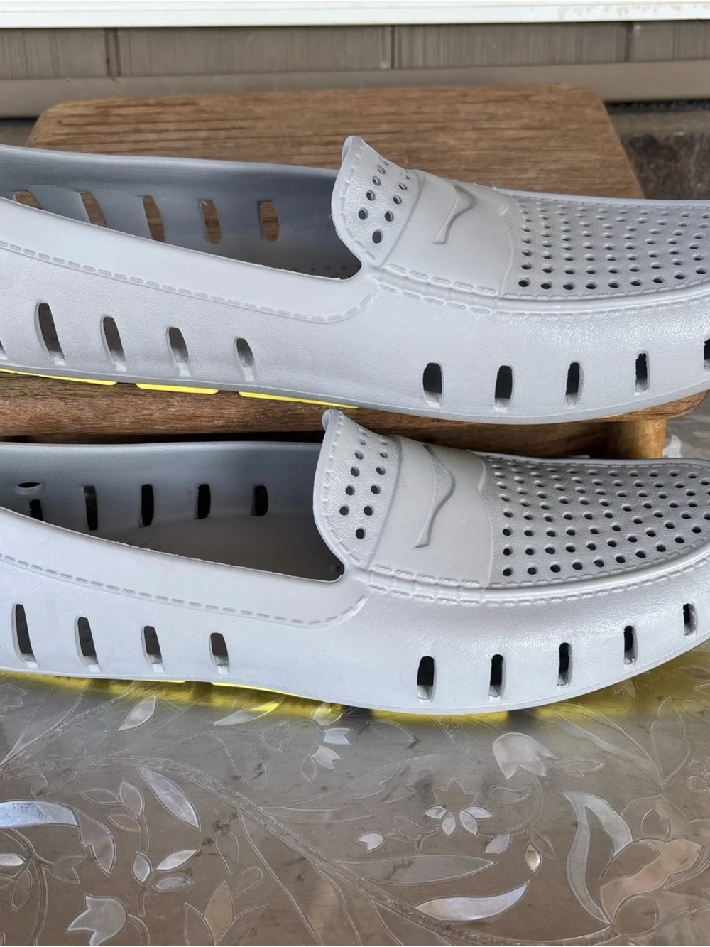 Men's Lightweight Perforated Slip-On Loafers in Light Gray 13